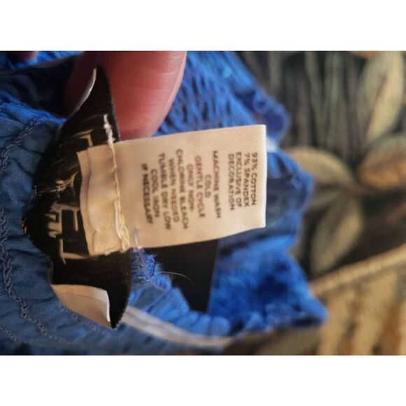 NWT LOFT Dress Women's Small Blue Midi Flutter Sleeve Smocked Cotton Summer - Picture 4 of 4